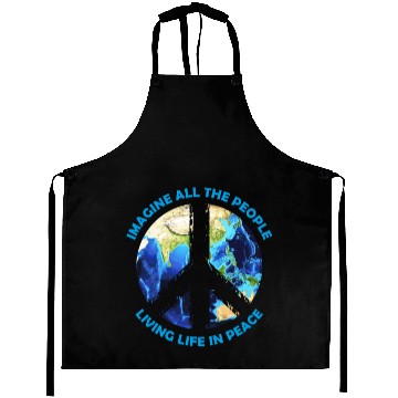 Discover Imagine all the people living life in peace Design Aprons