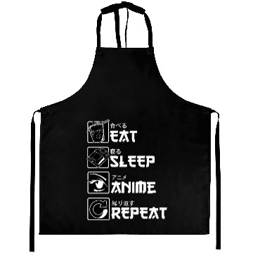 Discover Eat Sleep Anime Repeat Aprons