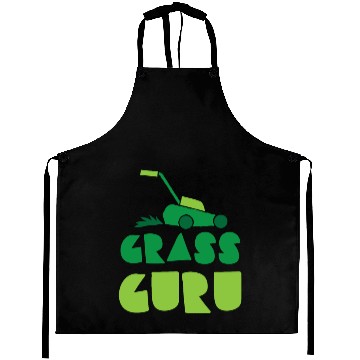 Discover Grass guru with green lawn mower Aprons