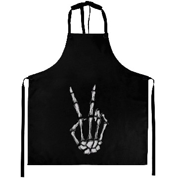 Discover Halloween Skeleton Scary Peace Sign Bones Aprons