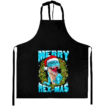 Discover Funny Christmas Santa Claus Dinosaur Gift Aprons