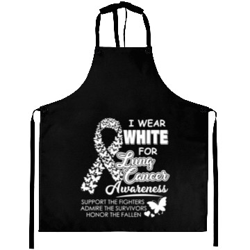 Discover Men Women I Wear White For Lung Cancer Awareness Aprons