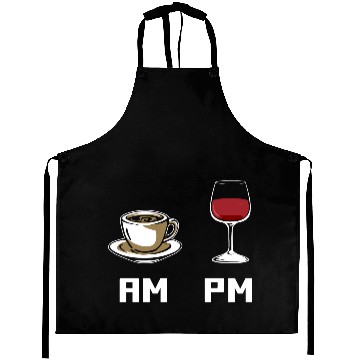Discover AM PM Coffee Lover Caffeine Wine Lover Aprons