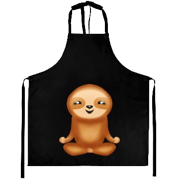 Discover Cute funny happy meditating sloth. Nirvana. Aprons