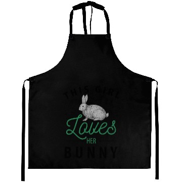 Discover Girl Loves Her Bunny Rabbit Easter Womens Aprons