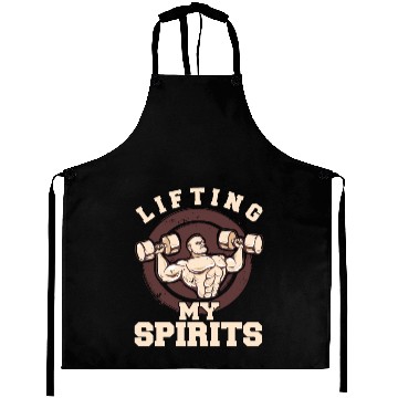 Discover Lifting My Spirits Funny Weightlifting Gym Meme Aprons