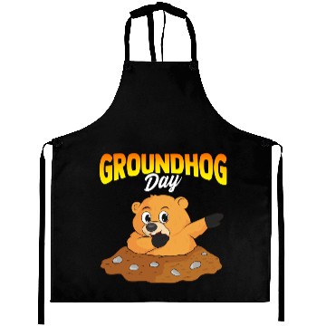 Discover Funny Dabbing Groundhog Day Dab Aprons