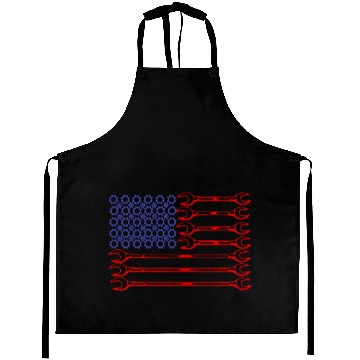 Discover USA Red White Blue American Flag Mechanic car Aprons