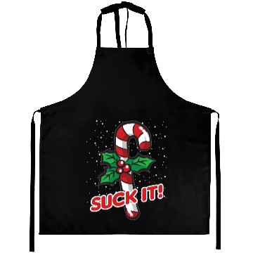 Discover SUCK IT Christmas Candy Cane Naughty Humor Aprons