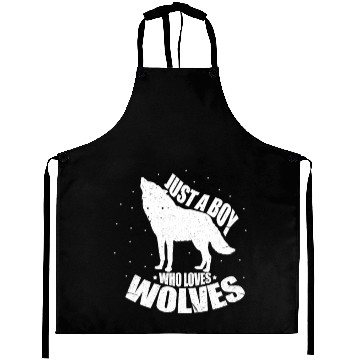 Discover Just A Boy Who Loves Wolves Aprons