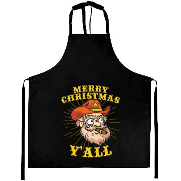 Discover MERRY CHRISTMAS Y ALL Texas Cowboy Xmas Humor Aprons