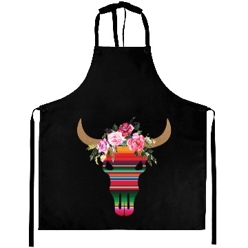 Discover Serape Bull Skull Aprons
