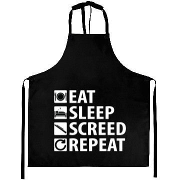 Discover Eat Sleep Screed Repeat (white text) Aprons