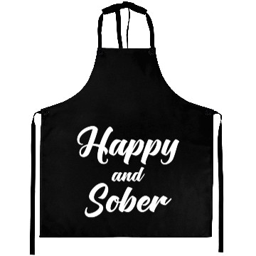 Discover Happy and sober sobriety recovery gift Aprons