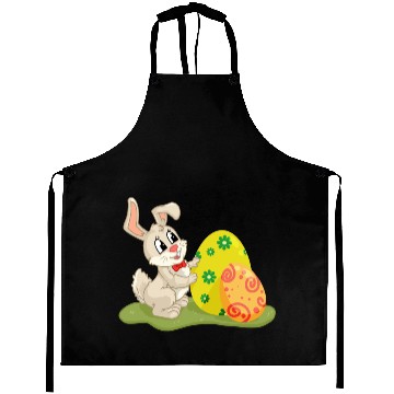 Discover Cute Easter Bunny Hides Behing Colored Eggs Aprons