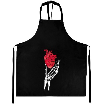 Discover Skeleton hand and red heart Aprons