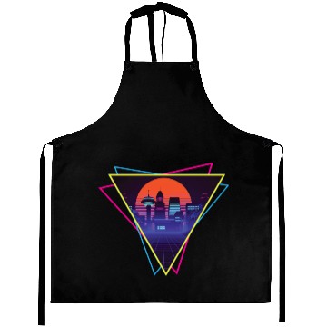 Discover future city synthwave Aprons