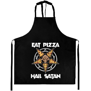 Discover Baphomet Pentagram Lucifer Eat Pizza Hail Satan Aprons