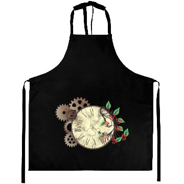 Discover Clock with flowers, natural, plants Aprons