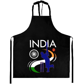 Discover India Cricket With Indian Flag Brush Stroke Aprons