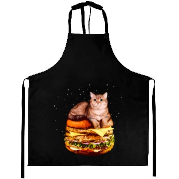 Discover Hamburger Space Cat Funny Kitty Gift Aprons