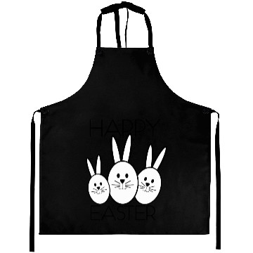 Discover Happy Easter black and white Aprons