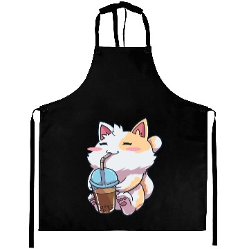 Discover Cat Bubble Tea Anime Aprons