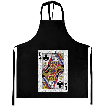 Discover queen of clubs playing card Aprons