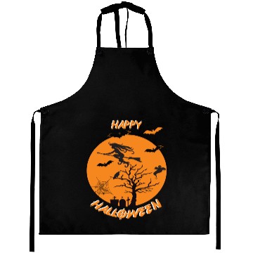 Discover Moonlit Bat Cobweb Gravestone Ghost Spider Witch. Aprons