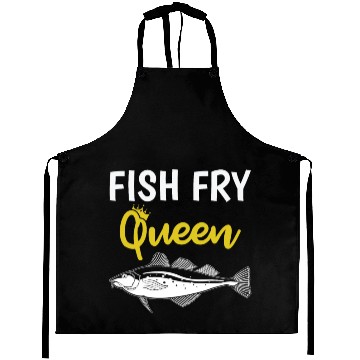 Discover Funny Fish Fry Queen print Aprons