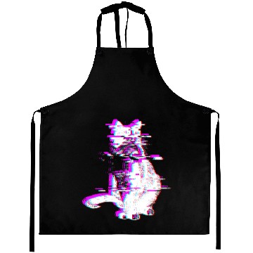 Discover Vaporwave Synthwave Glitch Cat Feline Kitty Aprons