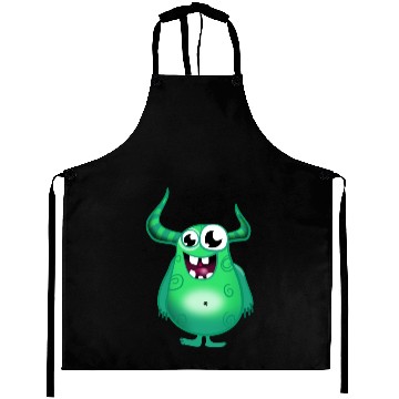 Discover Funny green Monster for Kids Aprons