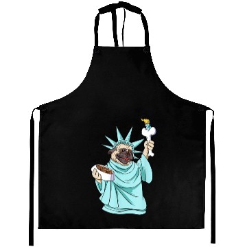 Discover 4th of July pug Statue of Liberty Funny 4th Aprons