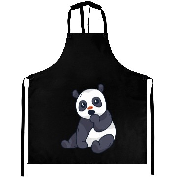 Discover Cute Panda Muzzle Spot Sitting, Animal Print Aprons
