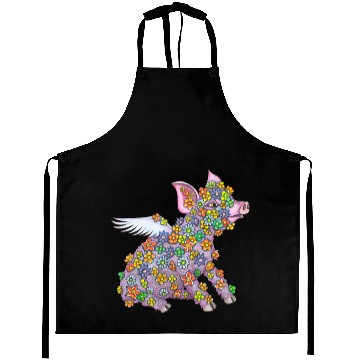 Discover Winged Piglet with flowers Aprons