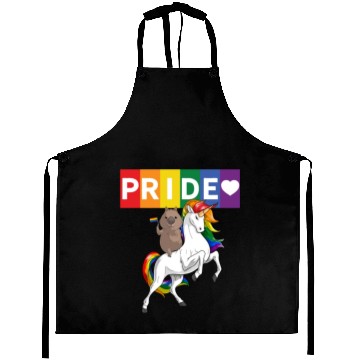 Discover LGBT Gay Pride Wombat Riding Rainbow Unicorn Aprons