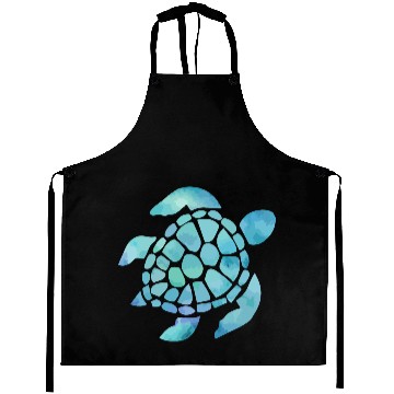Discover Sea Turtle Watercolor Blue Aprons
