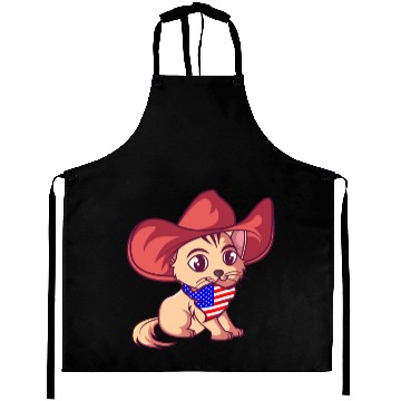 Discover Meowdy Cat Lover Wearing A Hat Aprons