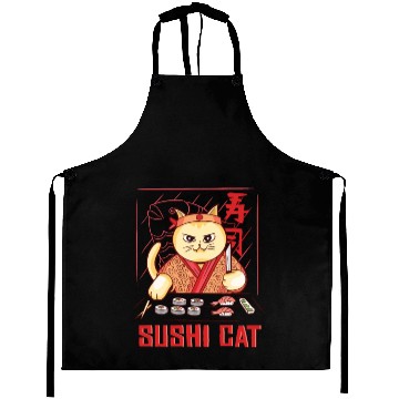 Discover Funny Sushi Cat Design Aprons