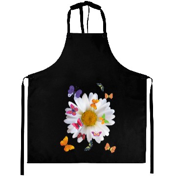 Discover White daisy & Many Butterflies. Beautiful Aprons.