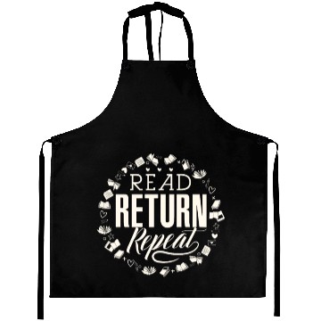 Discover Read Return Repeat book lover librarian Teacher Aprons