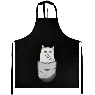 Discover Funny Pocket Cat Middle Finger Gesture Gift Aprons
