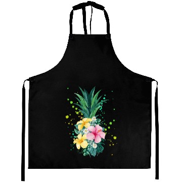 Discover Hawaii Flower Pineapple Art Vacation Aprons