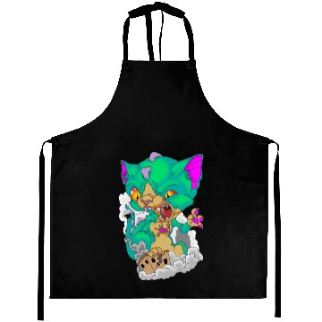 Discover Catzilla funny cat with god zilla look Aprons