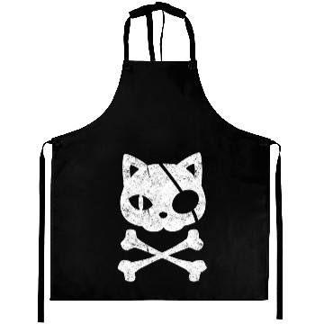 Discover Pirate Cat Kitten Halloween Skull Cross Bones Aprons