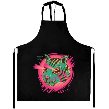 Discover Laser Cat in Synthwave Look Aprons