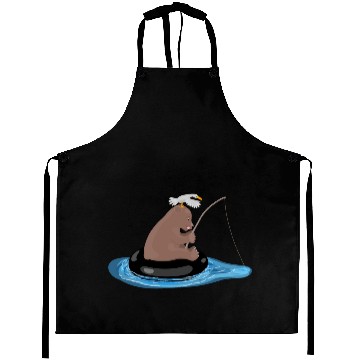 Discover Cute bear cub fishing cartoon illustration Aprons