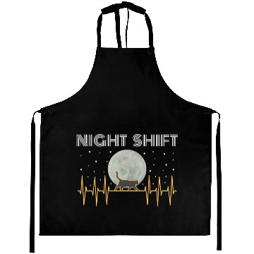 Discover Nurse Aprons Cat Night Shift EKG Full Moon
