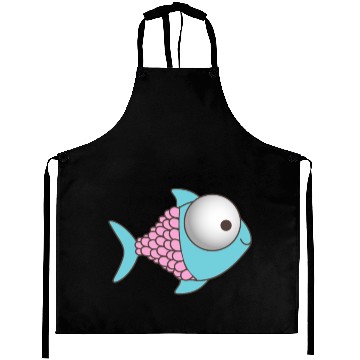 Discover Blue and Purple Cartoon Fish Aprons