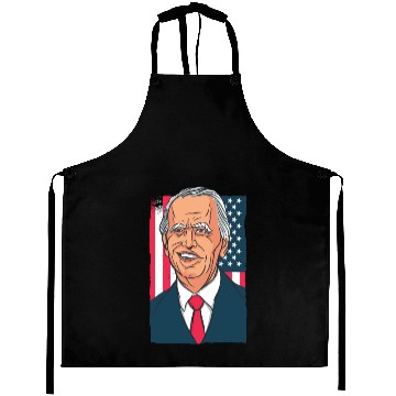 Discover Joe Biden Cartoon Laughs with US Flag Aprons